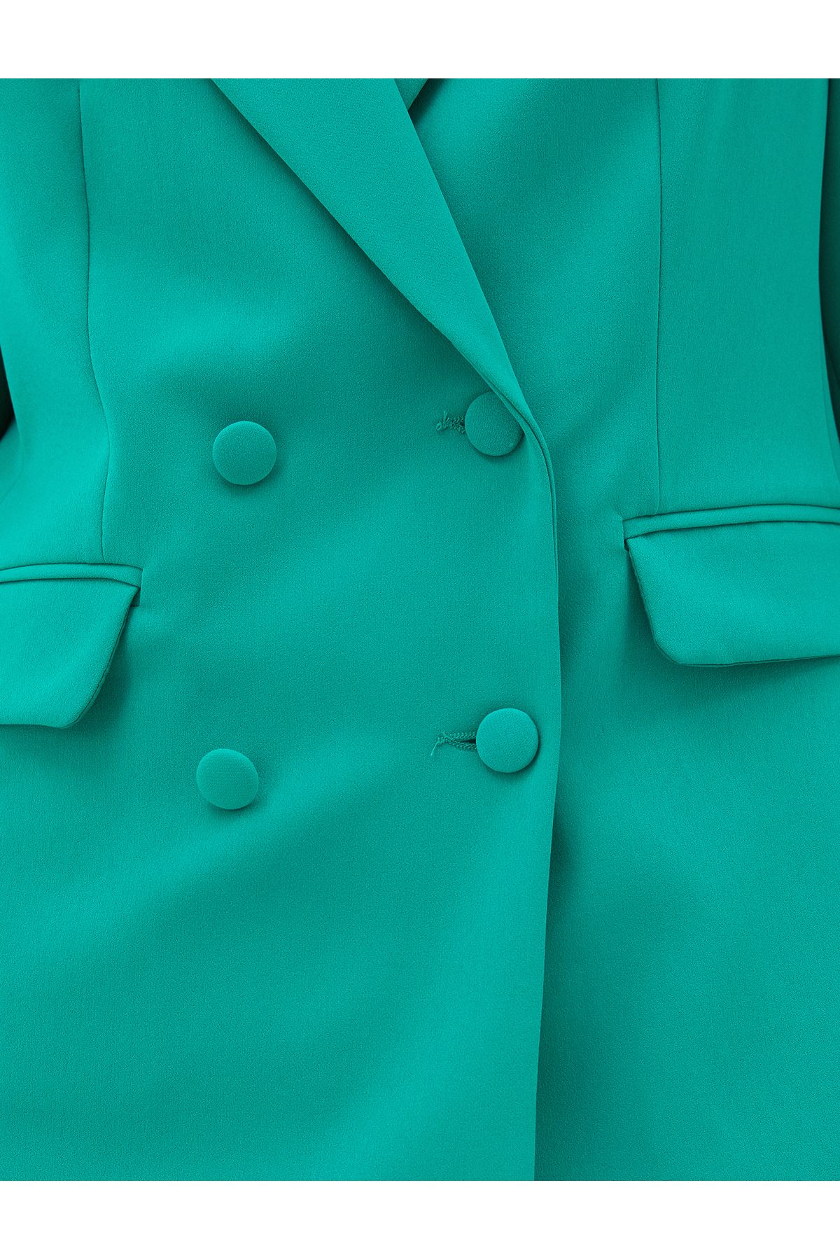 Kruvaze Düğmeli Blazer Ceket Kapaklı Cep Detaylı Kruvaze Düğmeli Blazer Ceket Kapaklı Cep Detaylı