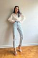 Mavi Taşlı Yüksek Bel Mom Fit Jean Mavi Taşlı Yüksek Bel Mom Fit Jean