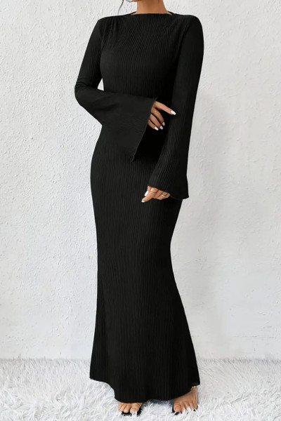 Kadın Uzun Kolu Pis Dikişli Bisiklet Yaka Kaşkorse Elbise Kadın Uzun Kolu Pis Dikişli Bisiklet Yaka Kaşkorse Elbise