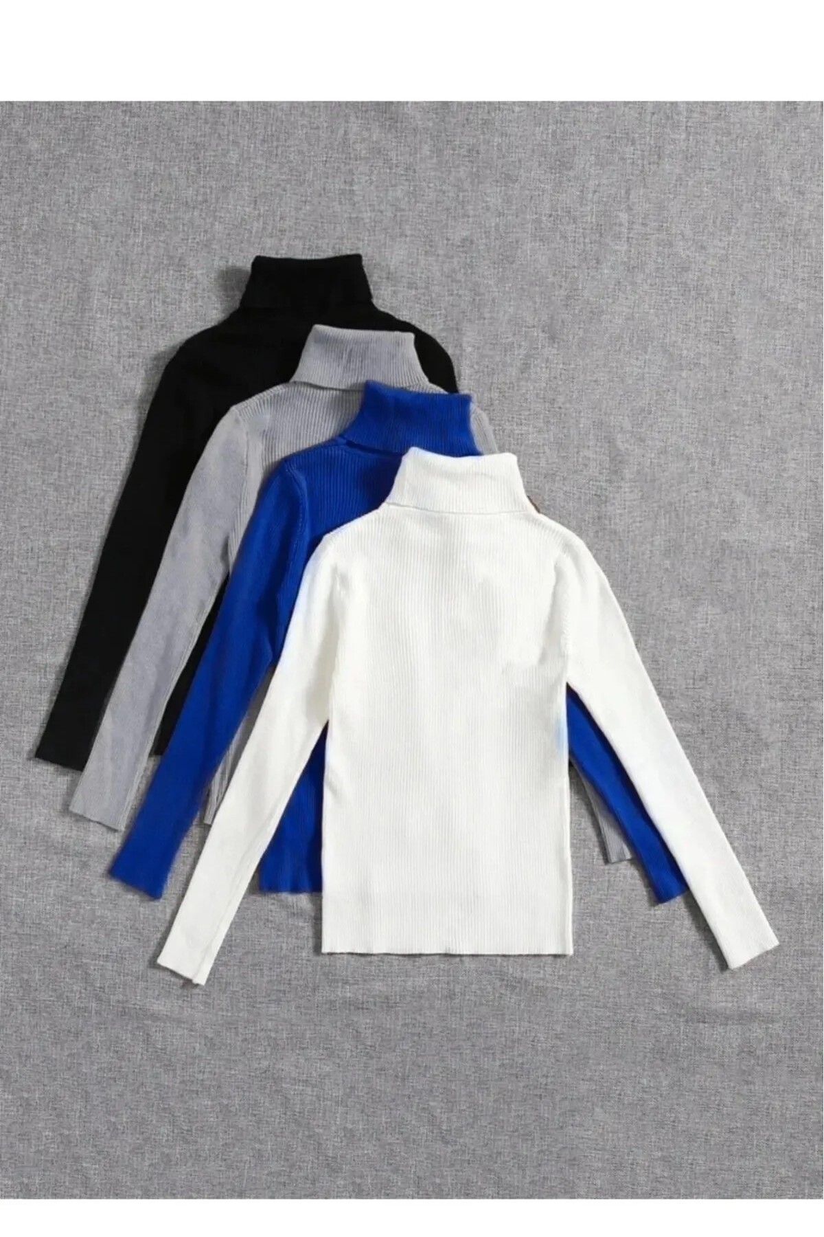 Unisex Siyah Beyaz Gri Mavi 4lü Pamuklu Balıkçı Yaka Kaşkorse Şardonlu Slimfit Boğazlı Kazak Unisex Siyah Beyaz Gri Mavi 4lü Pamuklu Balıkçı Yaka Kaşkorse Şardonlu Slimfit Boğazlı Kazak