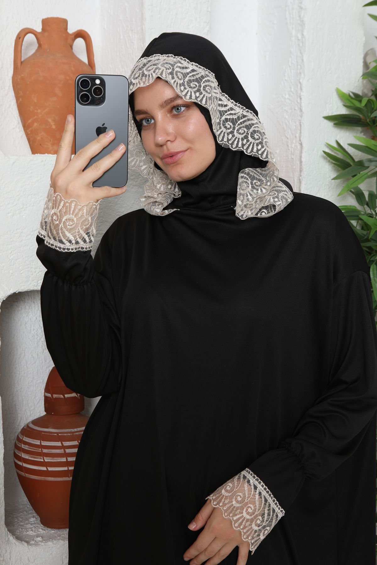 Mevsimlik Kadın Tesettür Başörtülü Namaz Elbisesi, Terletmeyen Namaz Kıyafeti, Dökümlü Ferace Mevsimlik Kadın Tesettür Başörtülü Namaz Elbisesi, Terletmeyen Namaz Kıyafeti, Dökümlü Ferace