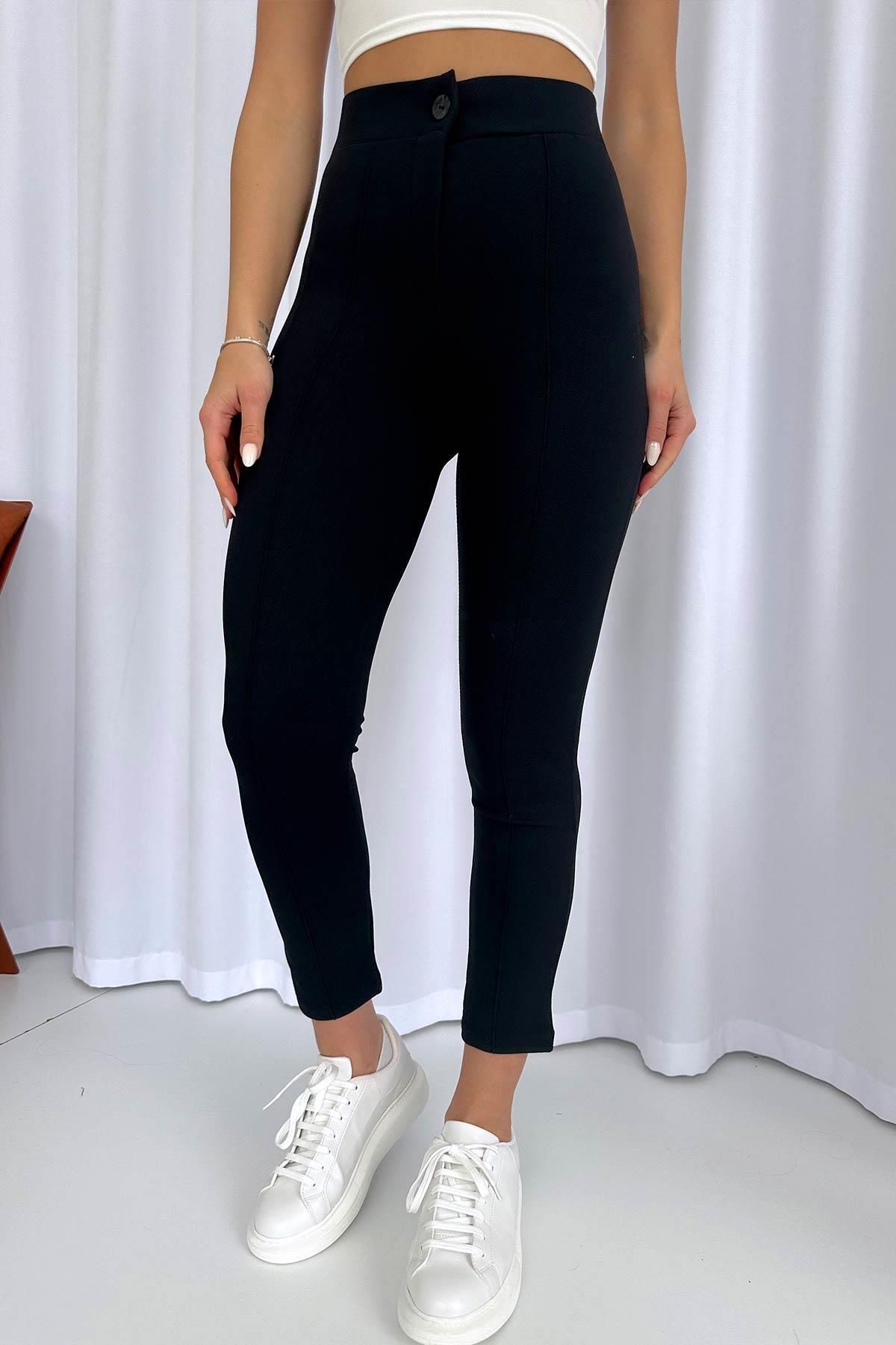 Kadın Siyah Yüksek Bel Toparlayıcı Dar Paça Çimalı Kumaş Pantolon Kadın Siyah Yüksek Bel Toparlayıcı Dar Paça Çimalı Kumaş Pantolon