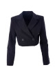 Kruvaze Crop Blazer Ceket Siyah Kruvaze Crop Blazer Ceket Siyah