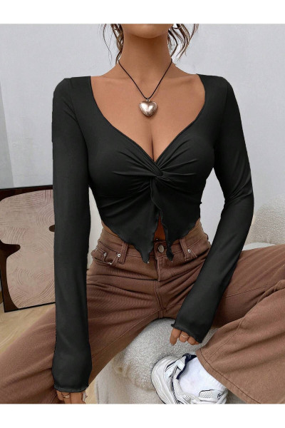 Siysh Ön Büküm uzun kol bluz Siysh Ön Büküm uzun kol bluz