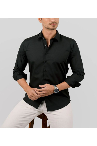Slim fit Siyah parlak Gömlek