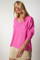 V Yaka Oversize Triko Kazak Pembe Lbv0026 V Yaka Oversize Triko Kazak Pembe Lbv0026