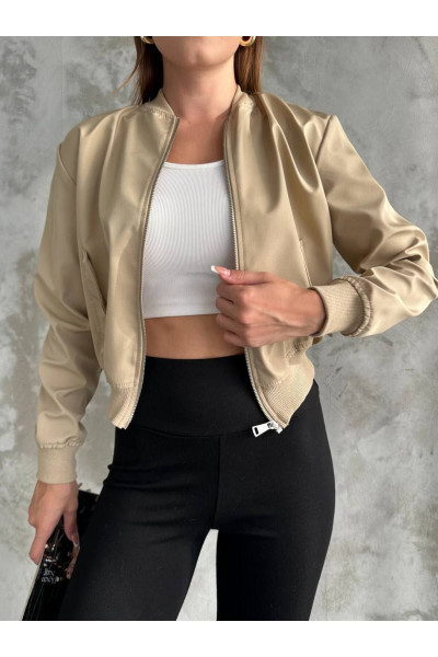 LUNA CARİNA Kadın Su İticili  Beli Lastikli Bomber Ceket