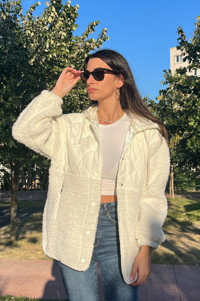 Kapitone Peluş Garnili Mont