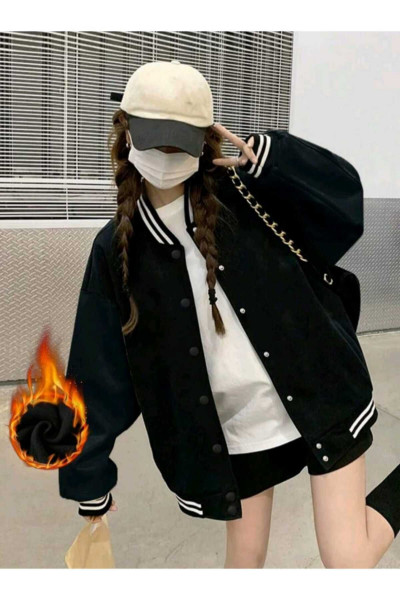 Unisex siyah 3 iplik kolej ceket