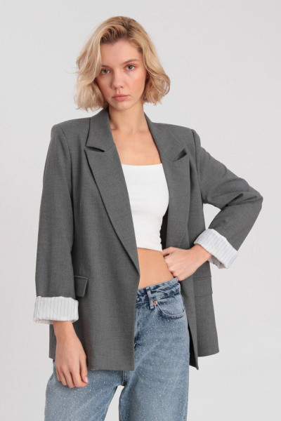 Poliviskon Kadın Gri Blazer Ceket Poliviskon Kadın Gri Blazer Ceket