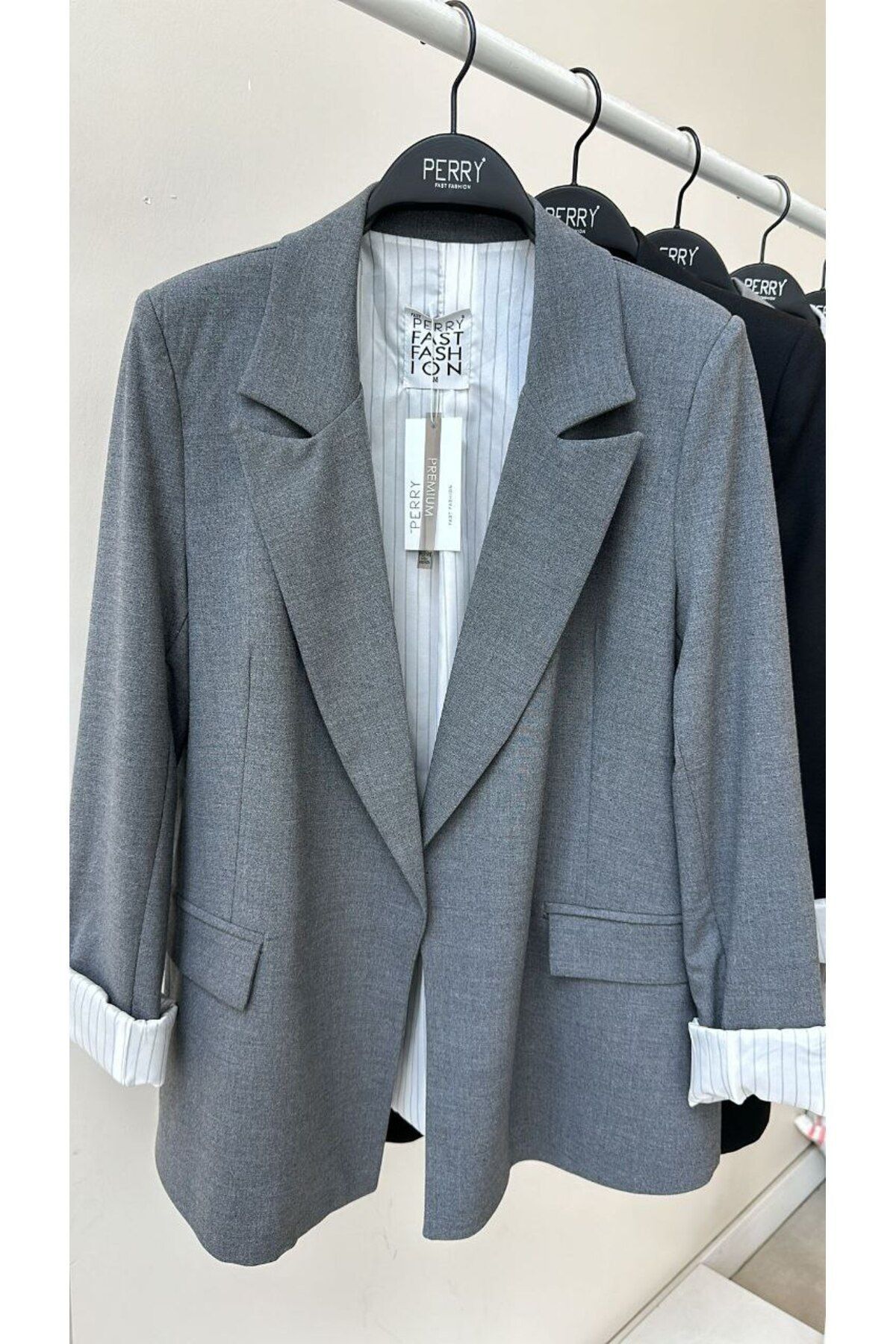 Poliviskon Kadın Gri Blazer Ceket Poliviskon Kadın Gri Blazer Ceket