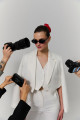 Kruvaze Crop Blazer Ceket Ekru Kruvaze Crop Blazer Ceket Ekru