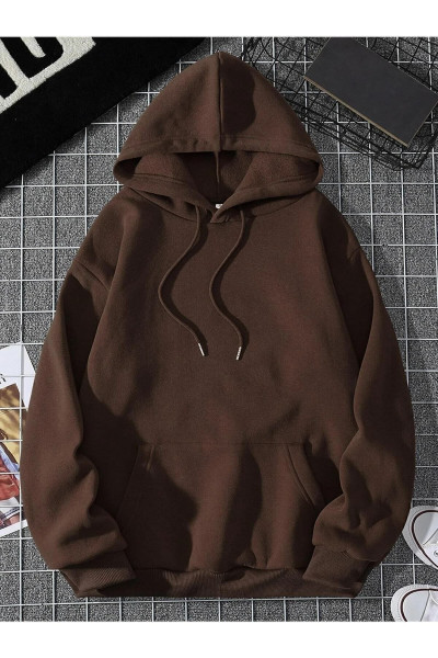 Kahverengi Unisex Kapüşonlu Oversize Sweatshirt Kahverengi Unisex Kapüşonlu Oversize Sweatshirt