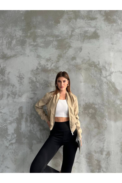 LUNA CARİNA Kadın Su İticili  Beli Lastikli Bomber Ceket