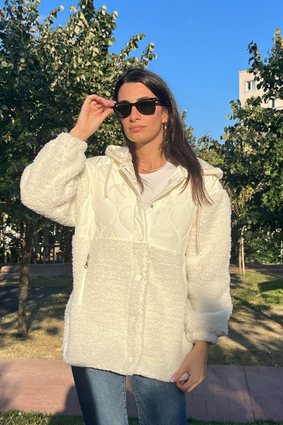 Kapitone Peluş Garnili Mont