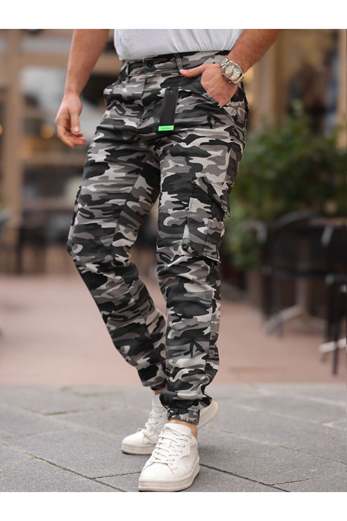 Kargo Cepli Askeri Komando Kamuflaj Desenli SlimFit Pantolon