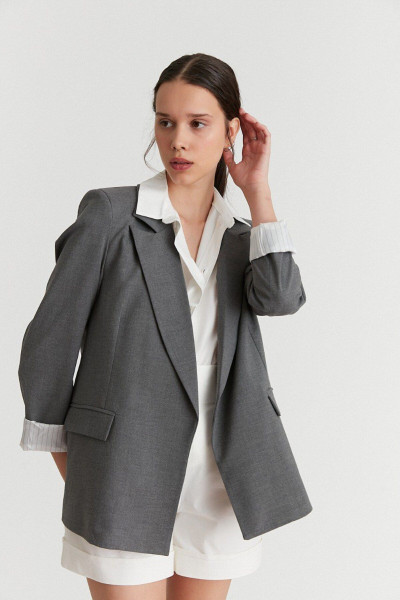 Poliviskon Kadın Gri Blazer Ceket