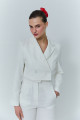 Kruvaze Crop Blazer Ceket Ekru Kruvaze Crop Blazer Ceket Ekru