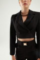Kruvaze Crop Blazer Ceket Siyah Kruvaze Crop Blazer Ceket Siyah