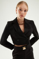 Kruvaze Crop Blazer Ceket Siyah Kruvaze Crop Blazer Ceket Siyah