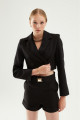Kruvaze Crop Blazer Ceket Siyah Kruvaze Crop Blazer Ceket Siyah