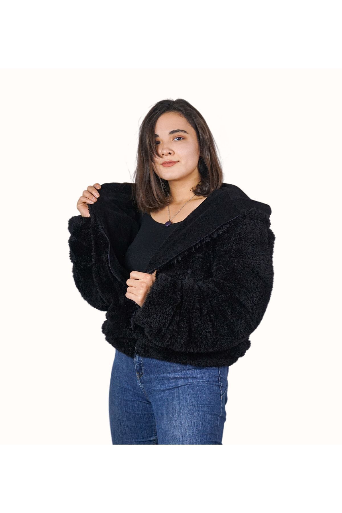 Oversize Astarlı Peluş Mont Yüksek Kalite Oversize Astarlı Peluş Mont Yüksek Kalite