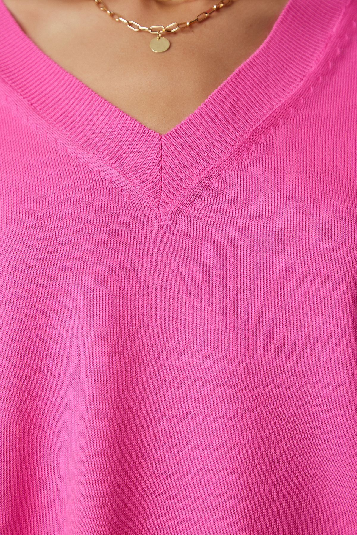 V Yaka Oversize Triko Kazak Pembe Lbv0026 V Yaka Oversize Triko Kazak Pembe Lbv0026