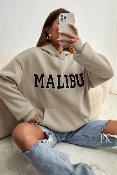 Unisex Malıbu Baskılı Oversize Sweatshirt Unisex Malıbu Baskılı Oversize Sweatshirt