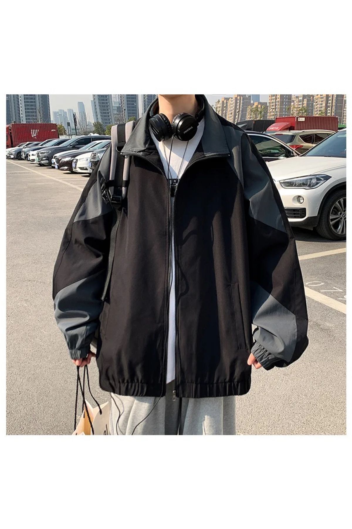 Vintage Style-Retro Siyah Gri Paraşüt Ceket Vintage Style-Retro Siyah Gri Paraşüt Ceket