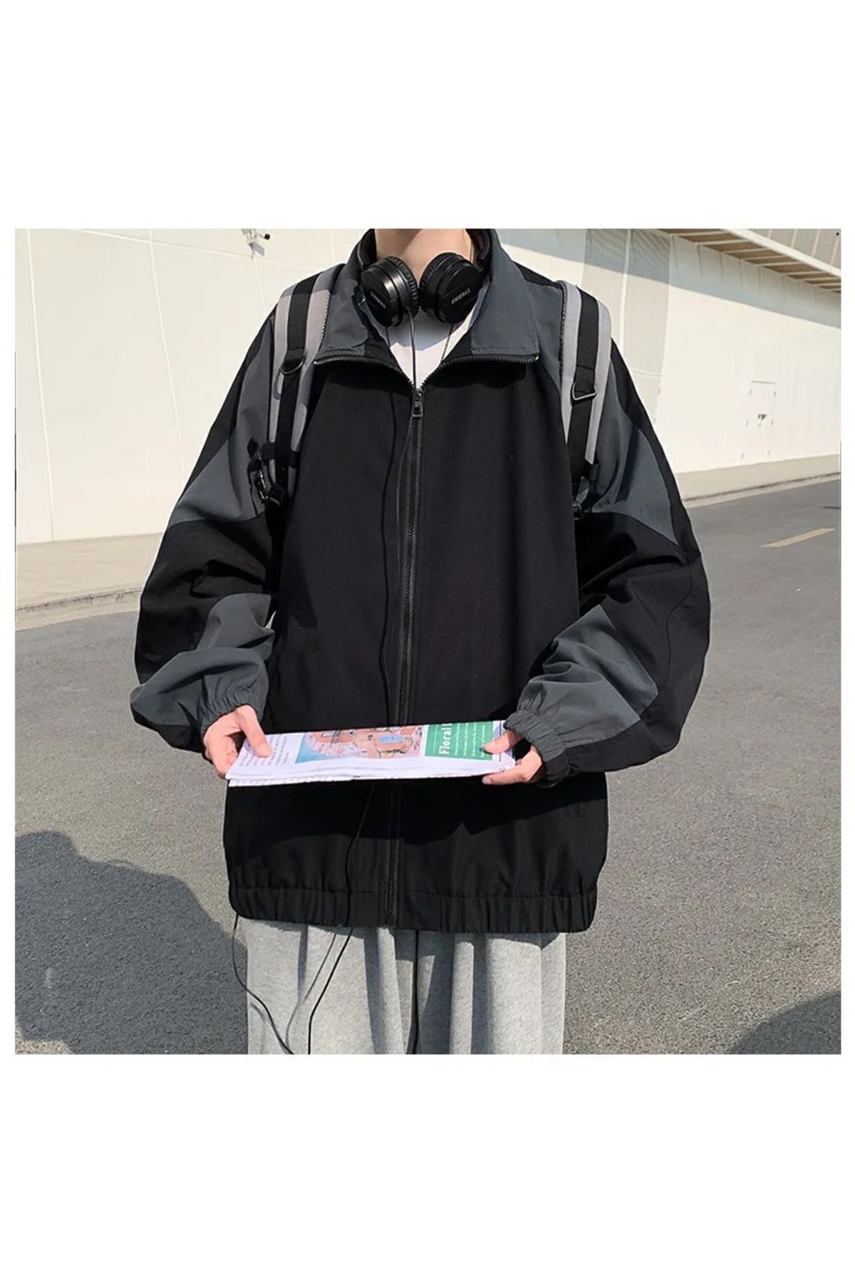 Vintage Style-Retro Siyah Gri Paraşüt Ceket Vintage Style-Retro Siyah Gri Paraşüt Ceket