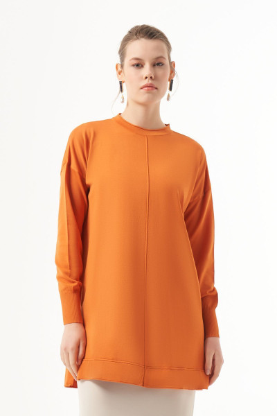 Merserize Kısa Tunik Bluz 1201 Turuncu Merserize Kısa Tunik Bluz 1201 Turuncu