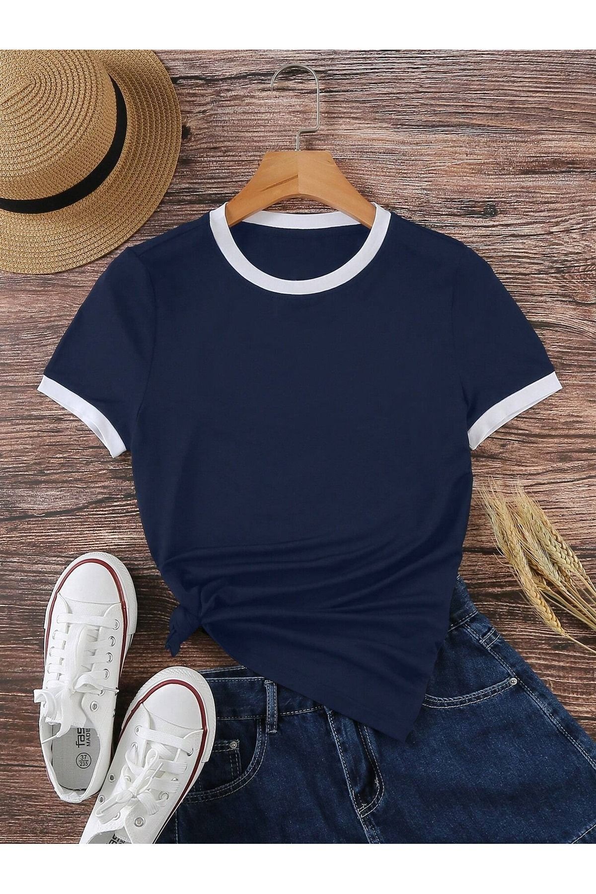 Unisex Lacivert Penye İnterlok Tişört Unisex Lacivert Penye İnterlok Tişört