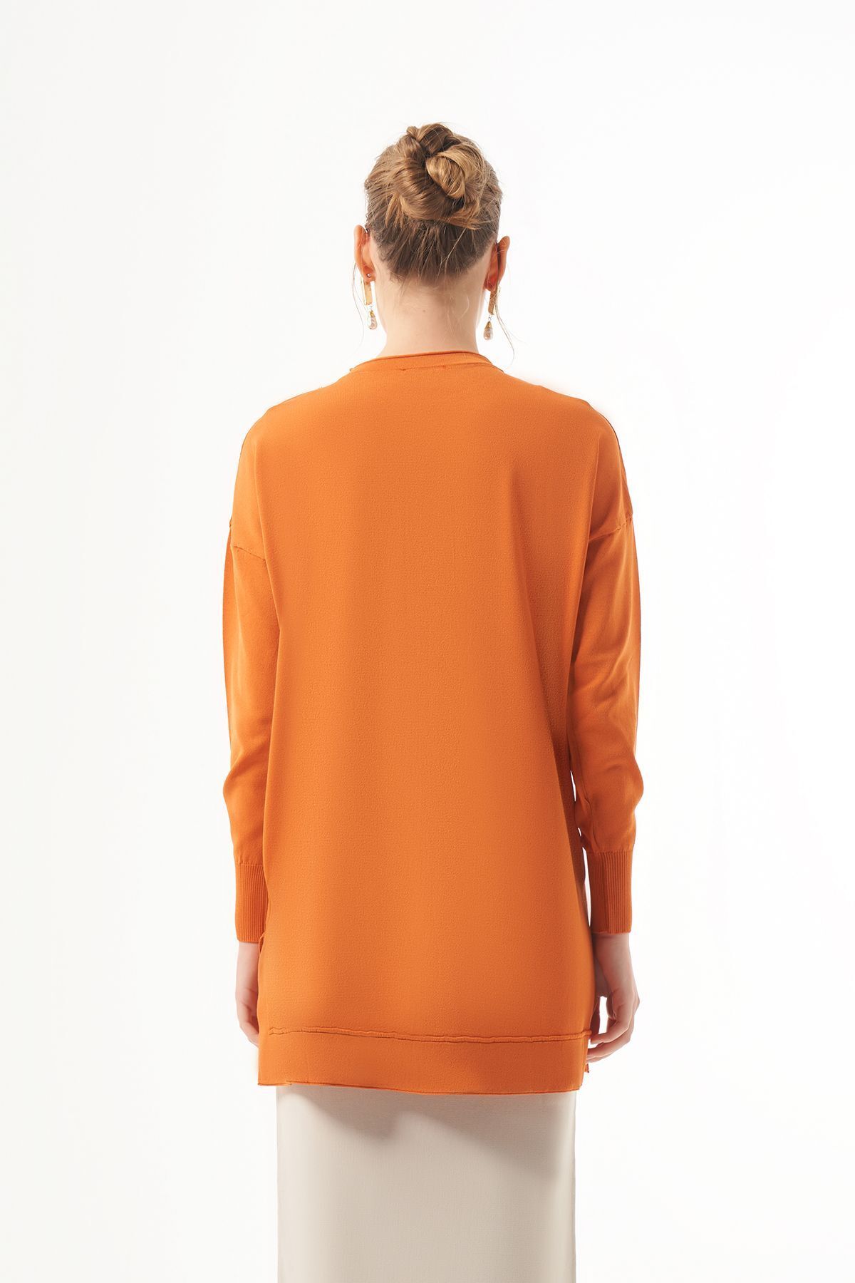 Merserize Kısa Tunik Bluz 1201 Turuncu Merserize Kısa Tunik Bluz 1201 Turuncu