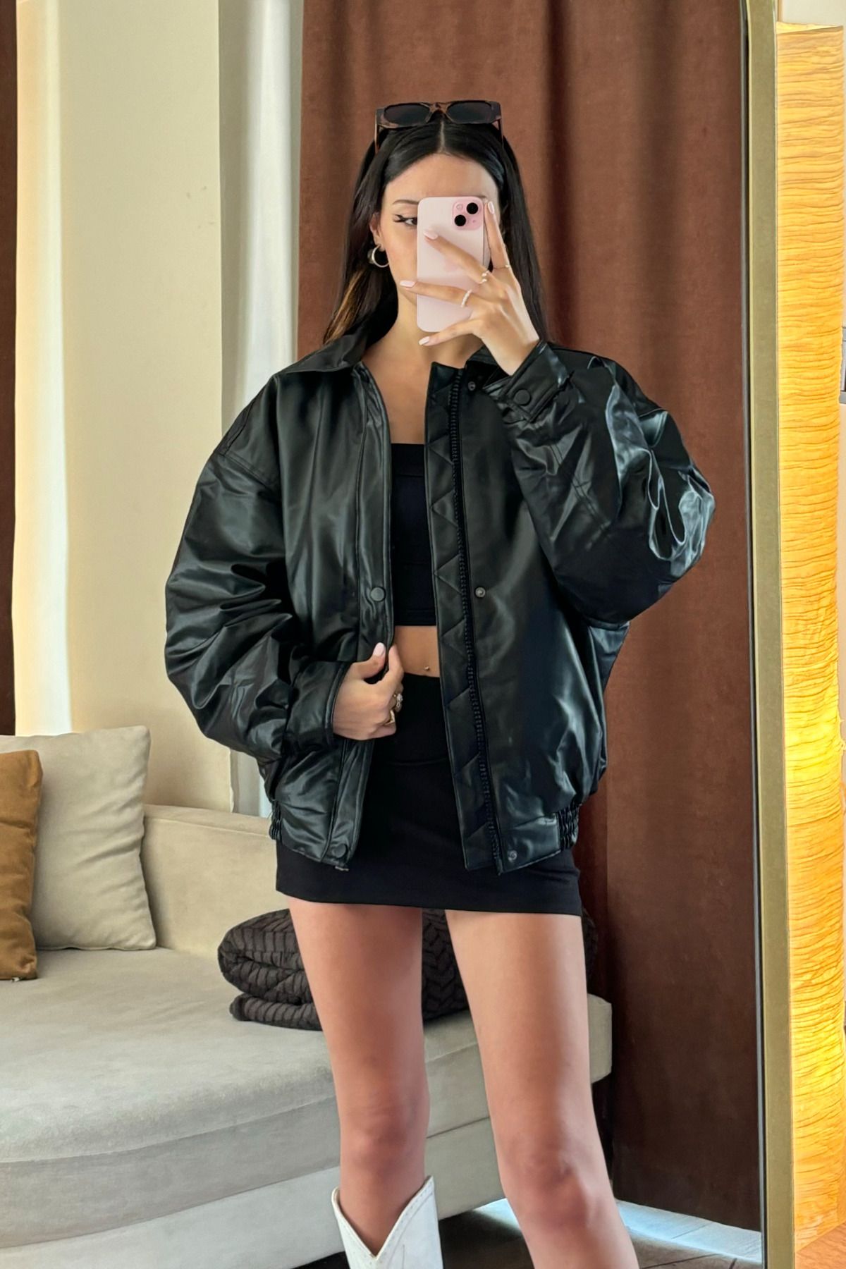 VINTAGE OVERSIZE KADIN SİYAH DERİ MONT VINTAGE OVERSIZE KADIN SİYAH DERİ MONT