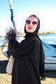 Siyah Renk Şık Abaya Takım - Abaya, Elbise, Kemer ve Şal Seti Siyah Renk Şık Abaya Takım - Abaya, Elbise, Kemer ve Şal Seti