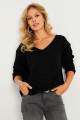 Kadın Siyah V Yaka Triko Bluz YV282 Kadın Siyah V Yaka Triko Bluz YV282