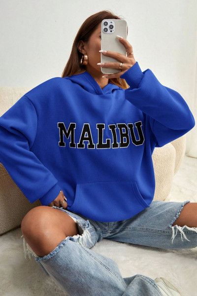 Unisex Malıbu Baskılı Oversize Sweatshirt Unisex Malıbu Baskılı Oversize Sweatshirt