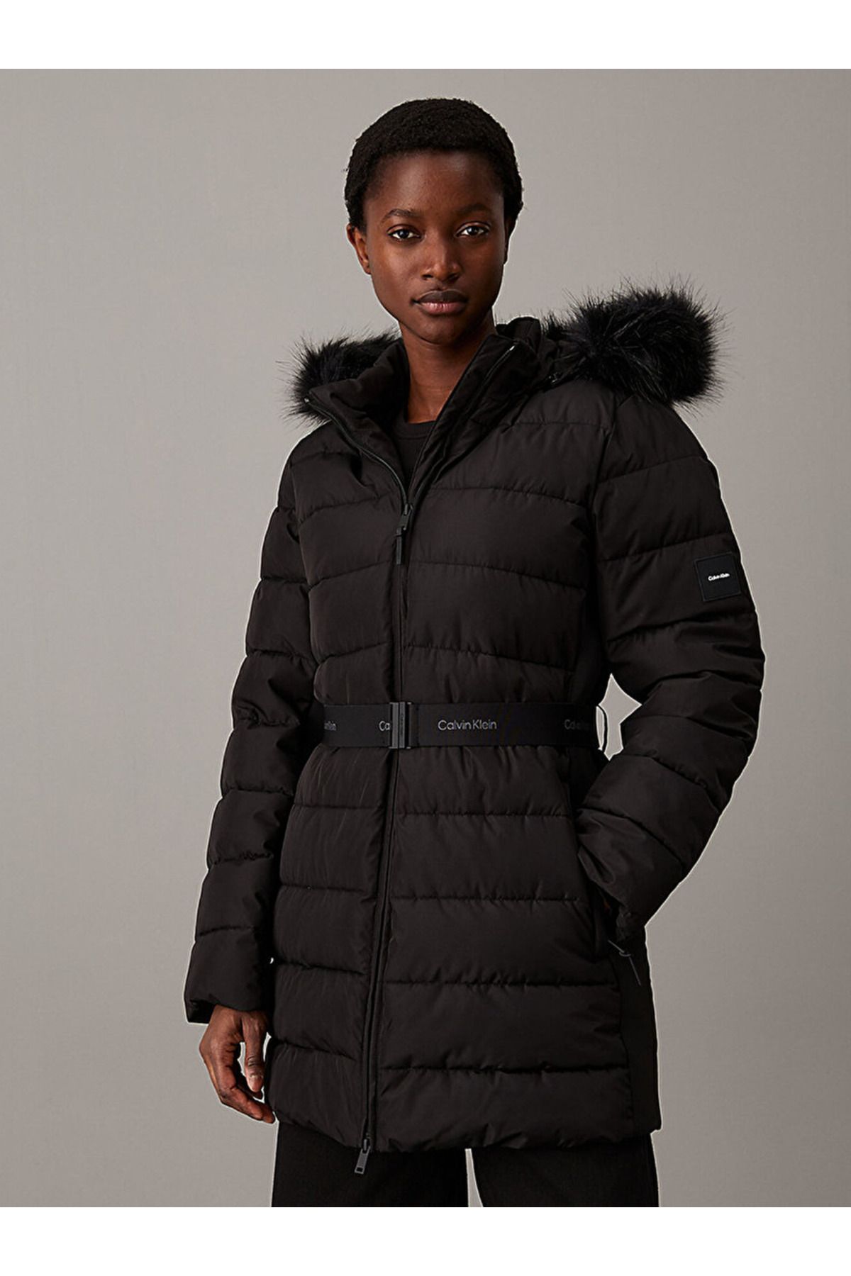 Scuba Padded Belted Coat Scuba Padded Belted Coat