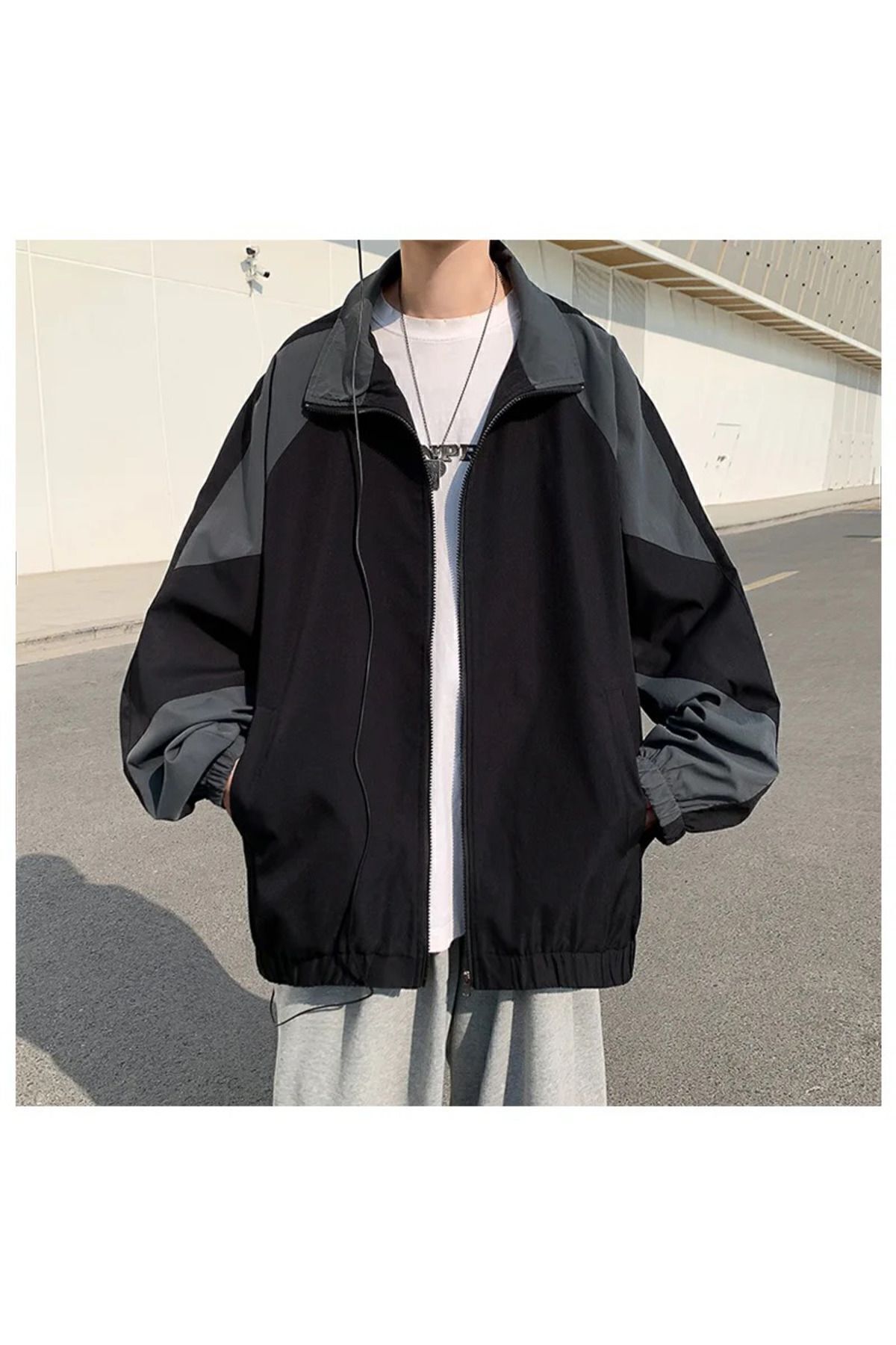 Vintage Style-Retro Siyah Gri Paraşüt Ceket Vintage Style-Retro Siyah Gri Paraşüt Ceket