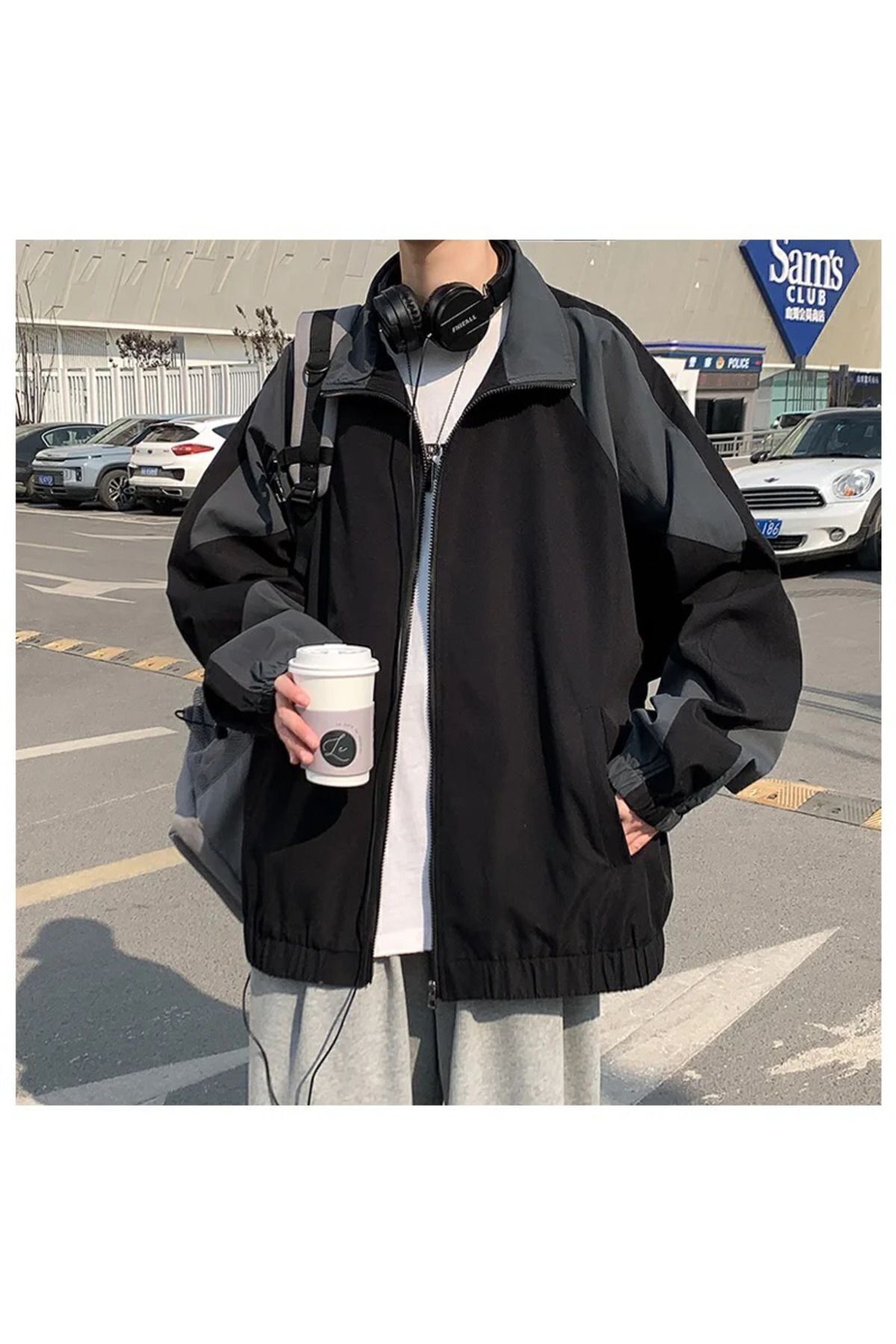 Vintage Style-Retro Siyah Gri Paraşüt Ceket Vintage Style-Retro Siyah Gri Paraşüt Ceket