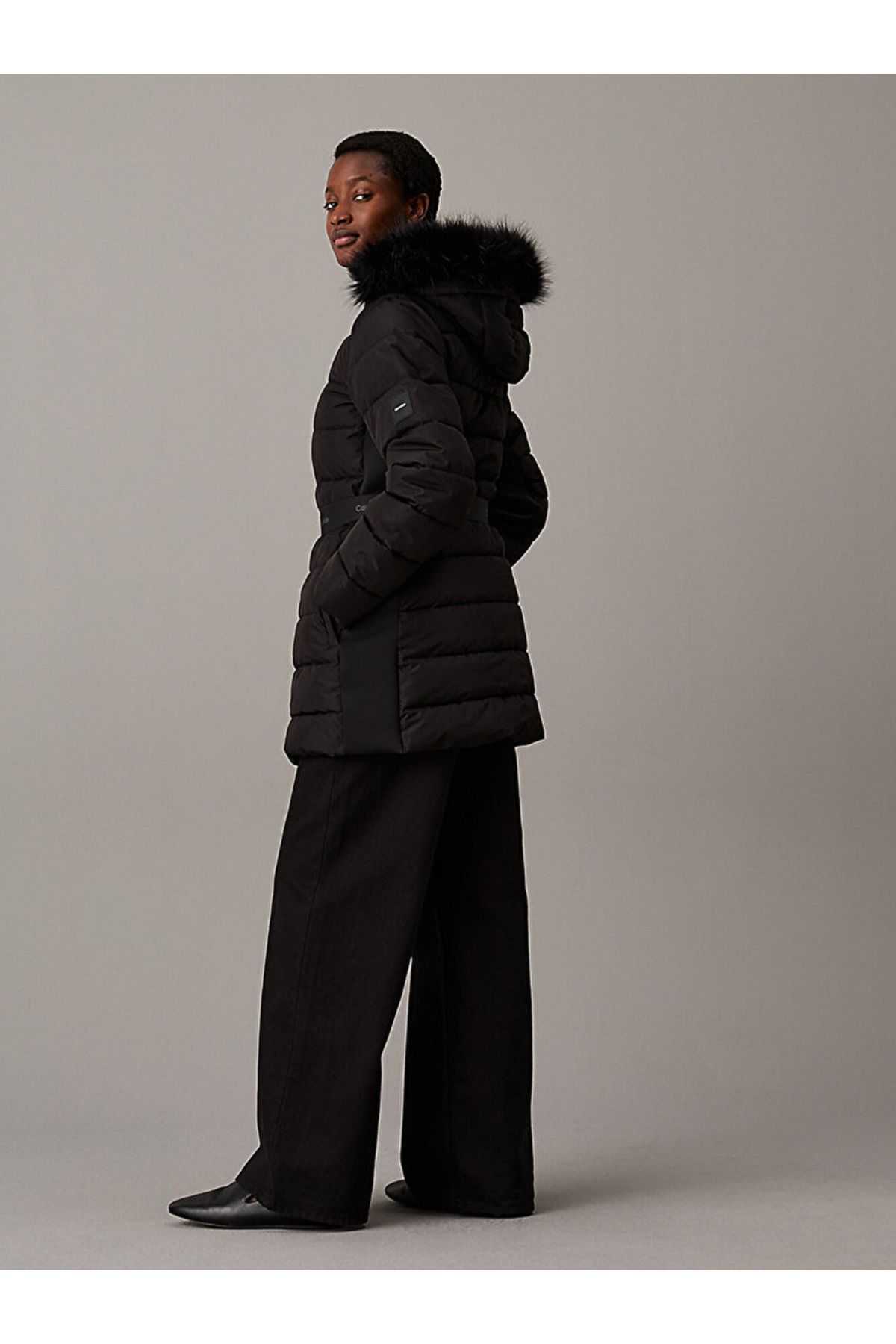 Scuba Padded Belted Coat Scuba Padded Belted Coat
