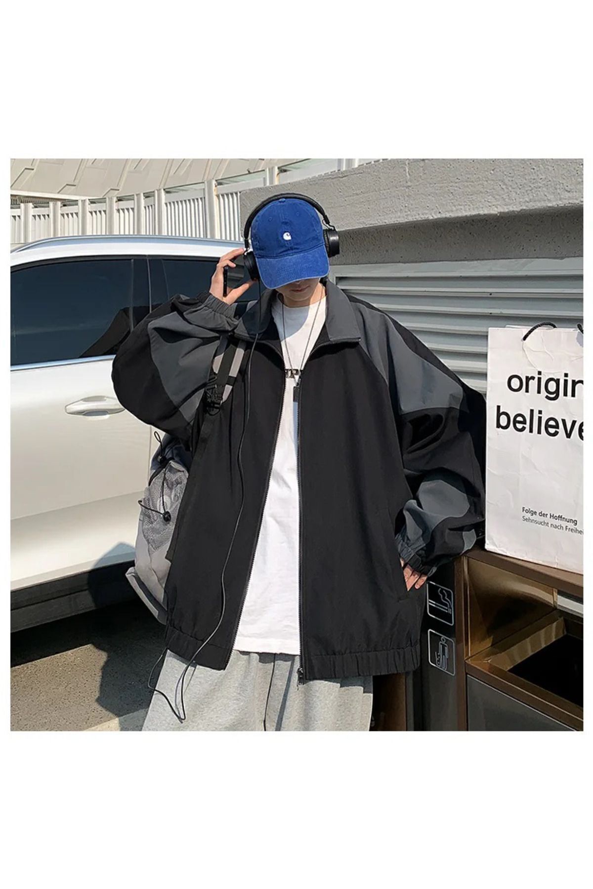 Vintage Style-Retro Siyah Gri Paraşüt Ceket Vintage Style-Retro Siyah Gri Paraşüt Ceket