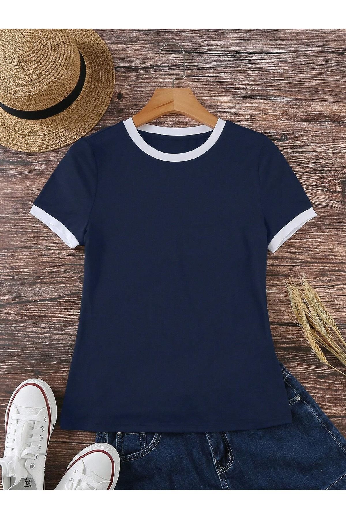 Unisex Lacivert Penye İnterlok Tişört Unisex Lacivert Penye İnterlok Tişört