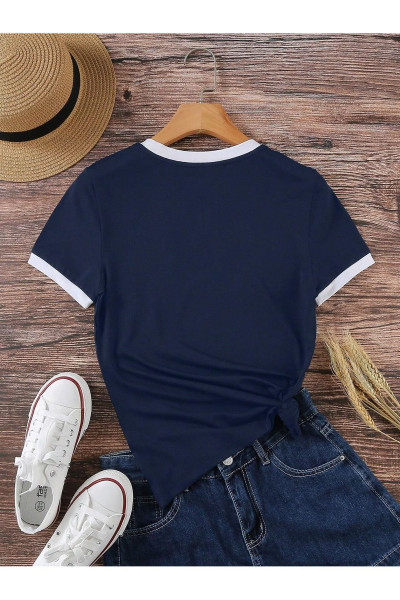 Unisex Lacivert Penye İnterlok Tişört Unisex Lacivert Penye İnterlok Tişört