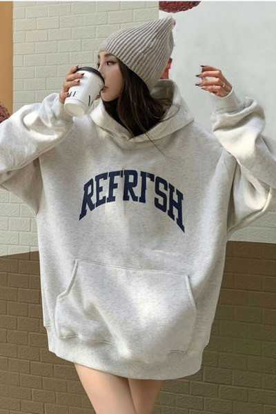 Refrfsh 3 İplik Kalın Kışlık Sweatshirt - Gri Baskılı Oversize Kapüşonlu Hoodie Refrfsh 3 İplik Kalın Kışlık Sweatshirt - Gri Baskılı Oversize Kapüşonlu Hoodie