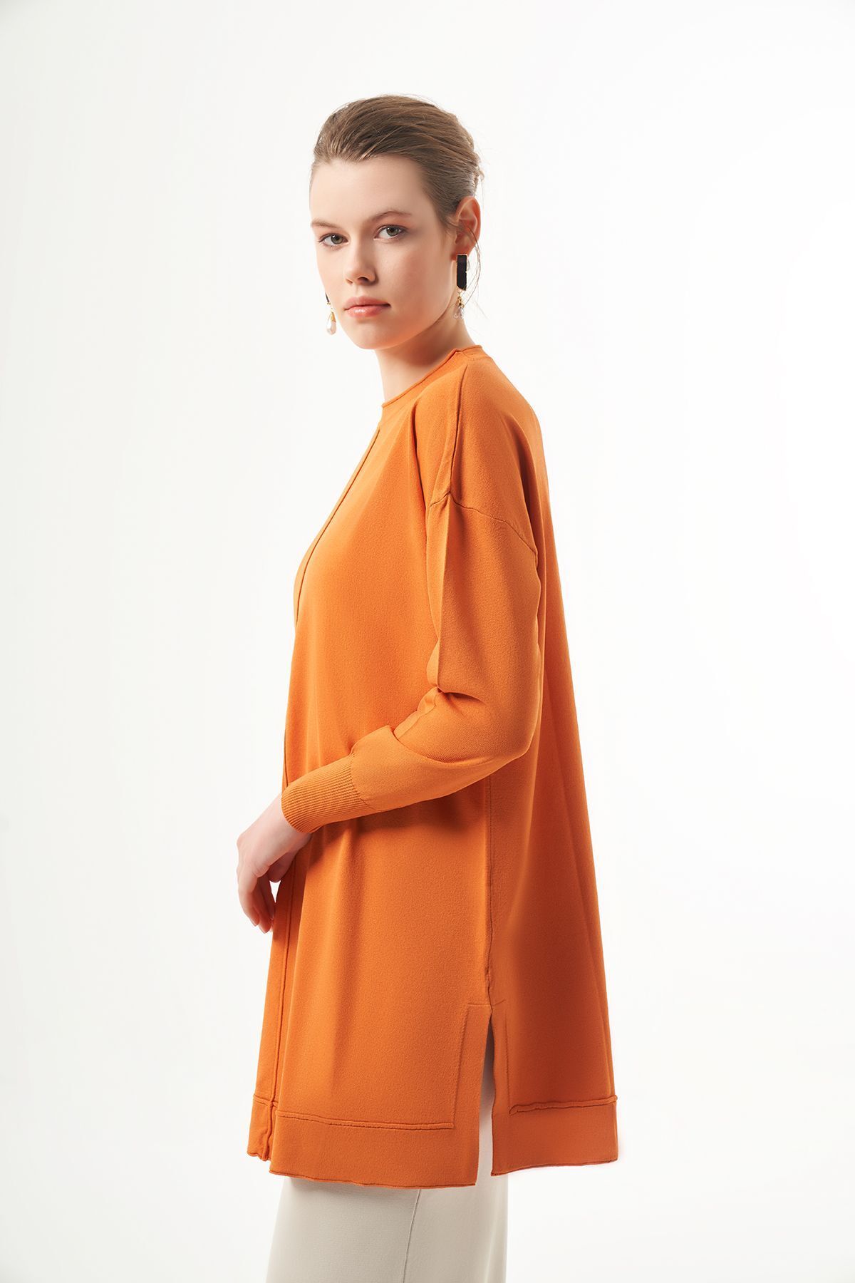 Merserize Kısa Tunik Bluz 1201 Turuncu Merserize Kısa Tunik Bluz 1201 Turuncu