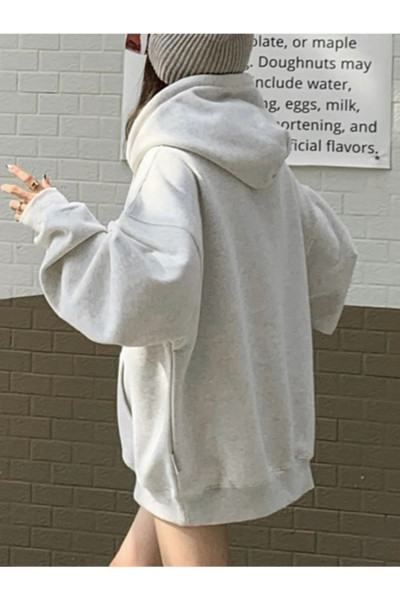 Refrfsh 3 İplik Kalın Kışlık Sweatshirt - Gri Baskılı Oversize Kapüşonlu Hoodie Refrfsh 3 İplik Kalın Kışlık Sweatshirt - Gri Baskılı Oversize Kapüşonlu Hoodie