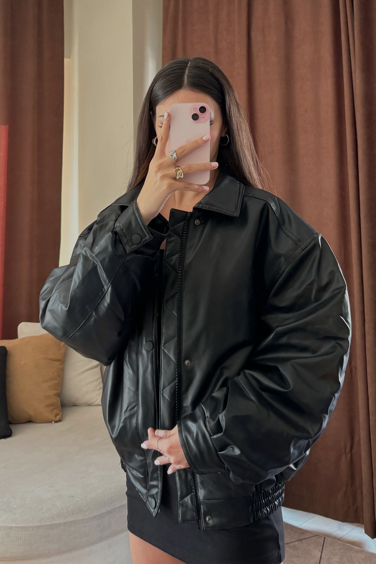 VINTAGE OVERSIZE KADIN SİYAH DERİ MONT VINTAGE OVERSIZE KADIN SİYAH DERİ MONT