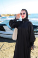 Siyah Renk Şık Abaya Takım - Abaya, Elbise, Kemer ve Şal Seti Siyah Renk Şık Abaya Takım - Abaya, Elbise, Kemer ve Şal Seti
