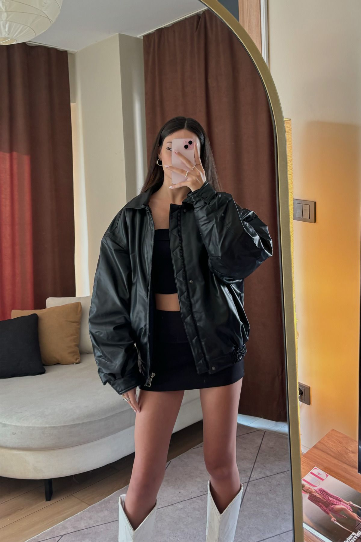 VINTAGE OVERSIZE KADIN SİYAH DERİ MONT VINTAGE OVERSIZE KADIN SİYAH DERİ MONT